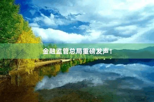 金融监管总局重磅发声！