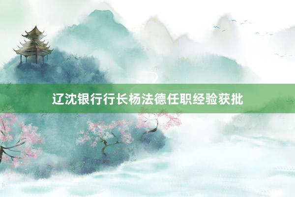 辽沈银行行长杨法德任职经验获批