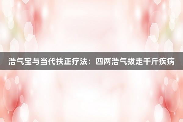 浩气宝与当代扶正疗法：四两浩气拔走千斤疾病