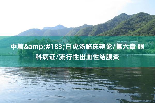 中篇&#183;白虎汤临床辩论/第六章 眼科病证/流行性出血性结膜炎